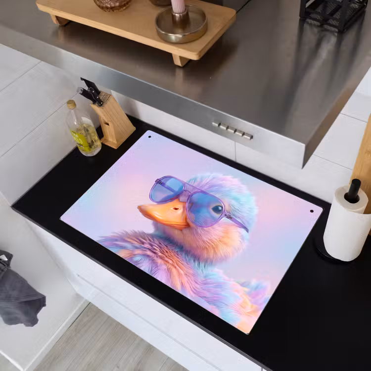 Eend - bril - Pastel Inductie beschemer met haakjes klein -sfeer1