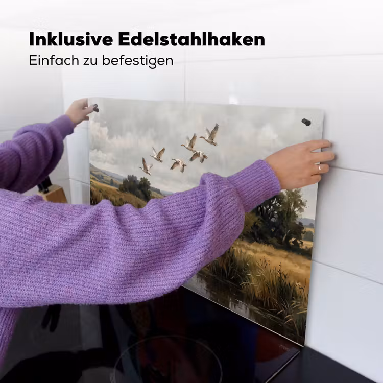 Eenden - Rivier - Landschap - Vlucht - Nostalgisch Inductie beschemer met haakjes klein -ky-ophangen-de