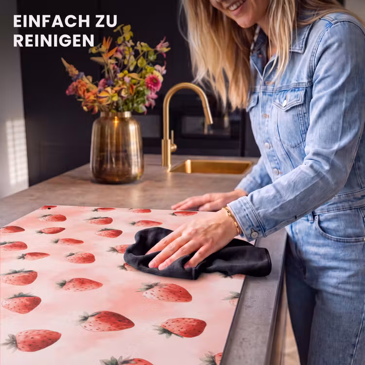 2-in-1 Herdabdeckplatte & Spritzschutz - Erdbeere - Muster - Rosa - Aardbei - Patroon - Roze Inductie beschemer met haakjes klein 777