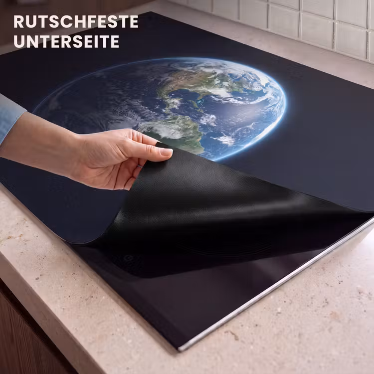 2-in-1 Herdabdeckplatte & Spritzschutz - Erde – Weltraum – Kosmos - Aarde - Ruimte - Kosmos Inductie beschemer met haakjes klein