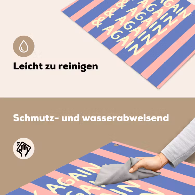Try again - Strepen - Roze - Verticaal - Blauw Inductie beschemer met haakjes klein -ky-schoon-de
