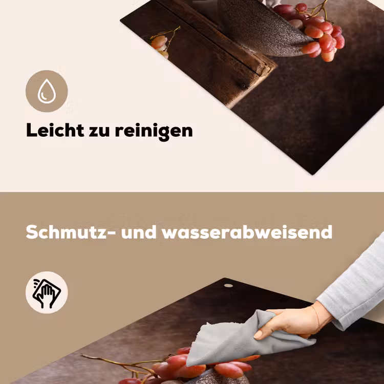 2-in-1 Herdabdeckplatte & Spritzschutz - Ernte der Süße - Oogst van Zoetheid Inductie beschemer met haakjes klein
