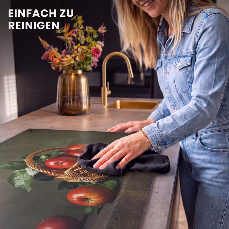 2-in-1 Herdabdeckplatte & Spritzschutz - Ernte des Obstgartens - Oogst van de Boomgaard Inductie beschemer met haakjes klein