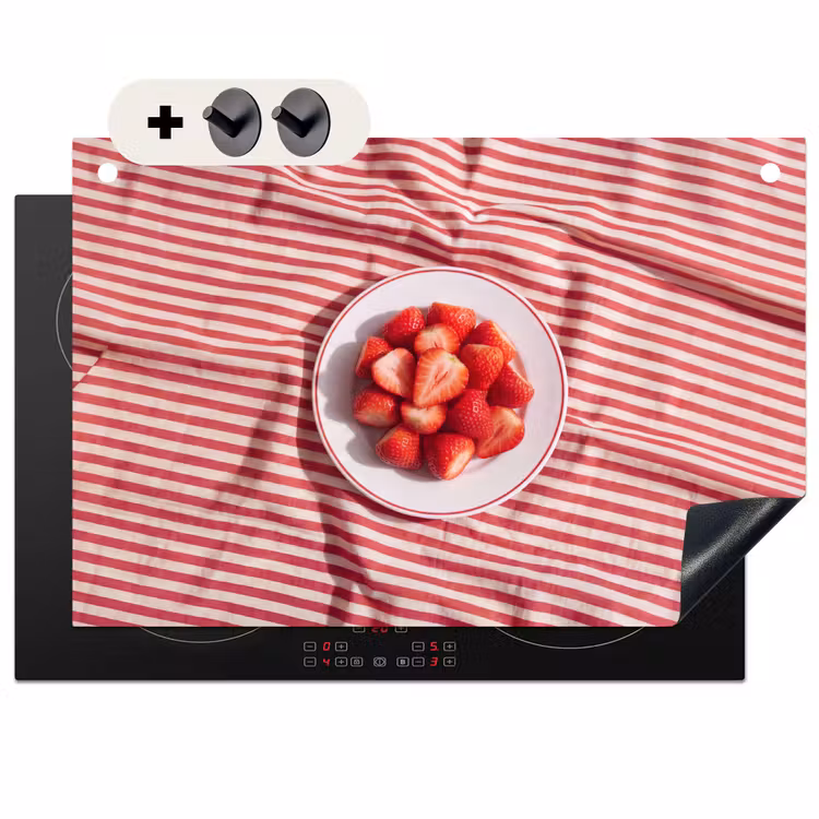 Eten - Aardbeien - Fruit - Zomer - Rood Inductie beschemer met haakjes klein -3d