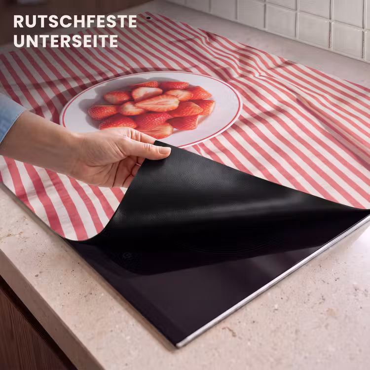 Eten - Aardbeien - Fruit - Zomer - Rood Inductie beschemer met haakjes klein -ky-onderkant-de