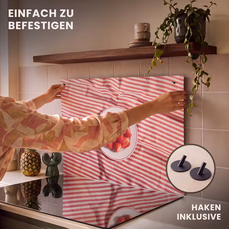 Eten - Aardbeien - Fruit - Zomer - Rood Inductie beschemer met haakjes klein -ky-ophangen-de