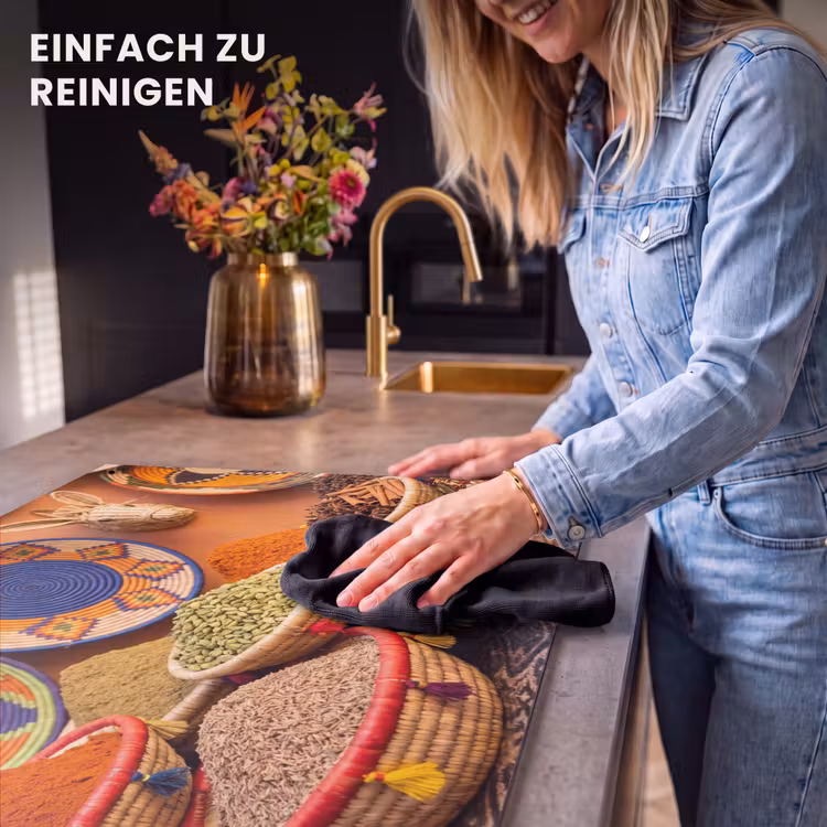 2-in-1 Herdabdeckplatte & Spritzschutz - Essen – Farbenfroh – Kultur - Eten - Kleurrijk - Cultuur Inductie beschemer met haakjes klein
