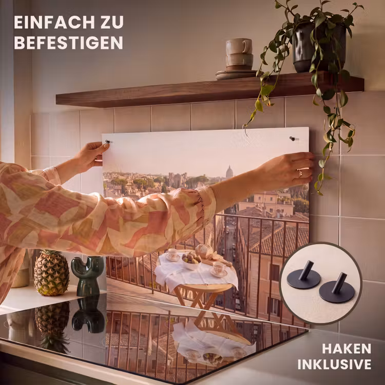Eten - Ontbijt - Balkon - Stad - Zonsopgang Inductie beschemer met haakjes klein -ky-ophangen-de