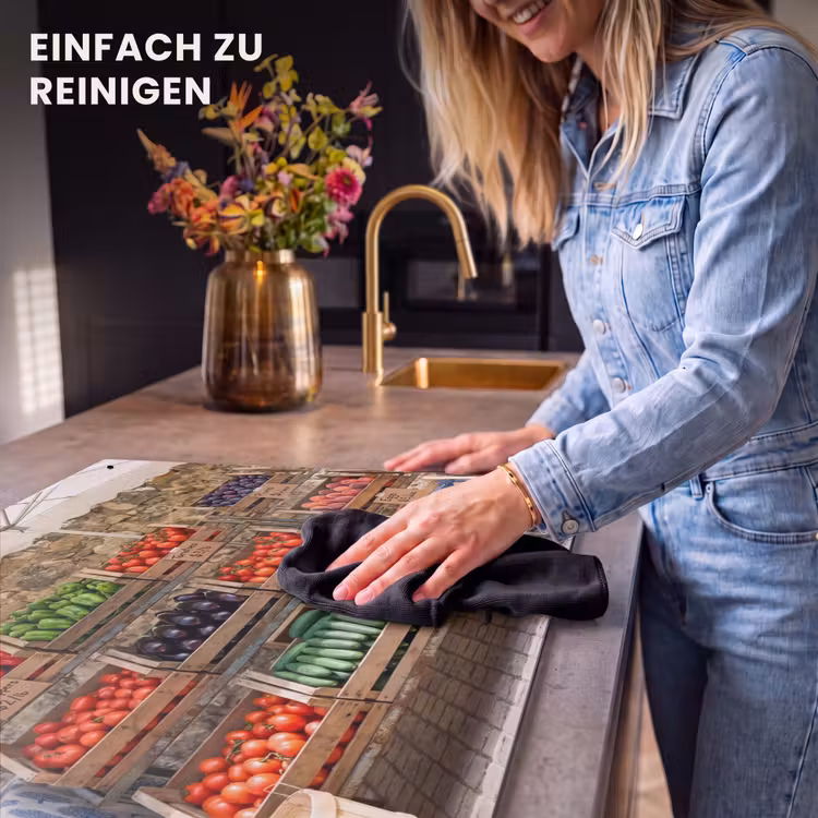 2-in-1 Herdabdeckplatte & Spritzschutz - Essen – Markt – Frisch - Eten - Markt - Vers Inductie beschemer met haakjes klein