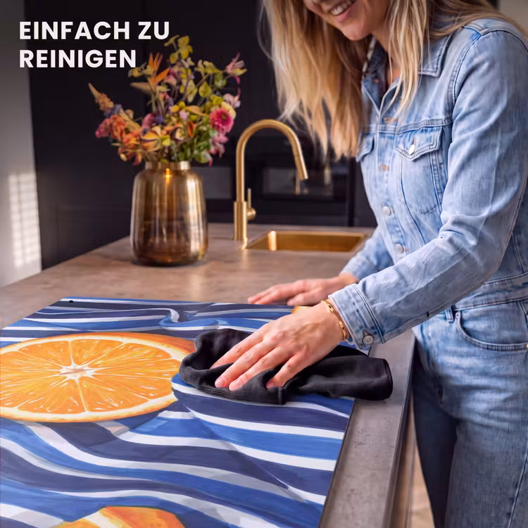 2-in-1 Herdabdeckplatte & Spritzschutz - Essen – Obst – Orange - Eten - Fruit - Oranje Inductie beschemer met haakjes klein