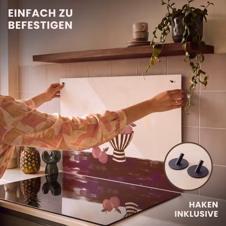 Eten - Schaal - Stilleven - Modern - Rood Inductie beschemer met haakjes klein -ky-ophangen-de