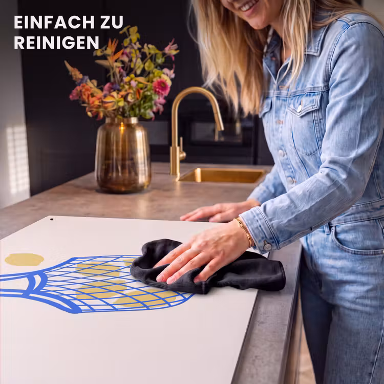 Eten - Citroen - Boodschappen - Abstract - Geel - Blauw Inductie beschemer met haakjes klein -ky-schoon-de