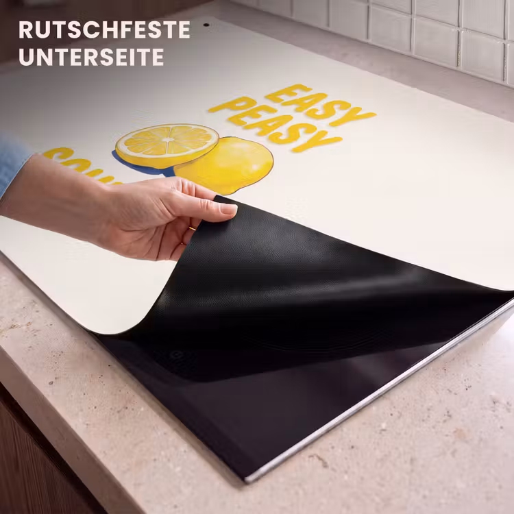 Eten - Citroenen - Keuken - Illustratie - Geel Inductie beschemer met haakjes klein -ky-onderkant-de