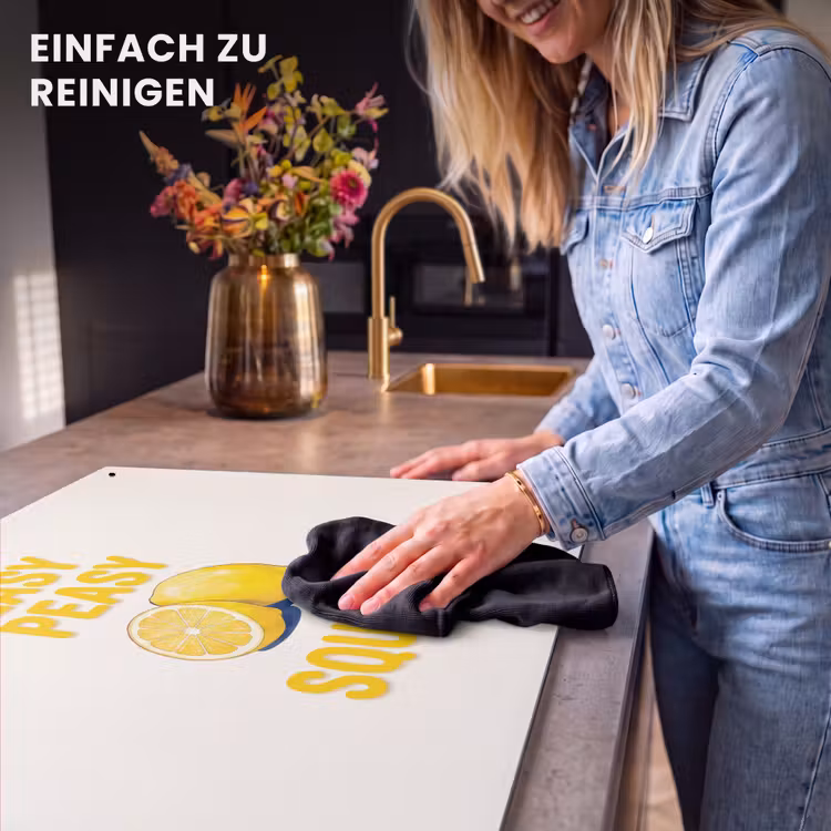 Eten - Citroenen - Keuken - Illustratie - Geel Inductie beschemer met haakjes klein -ky-schoon-de
