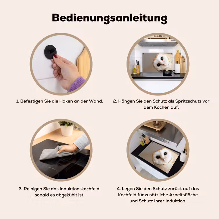 Uil - Bruin - Wit Inductie beschemer met haakjes klein -ky-gebruik-de