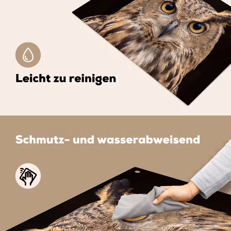 Oehoe - Uil - Portret - Bruin Inductie beschemer met haakjes klein -ky-schoon-de