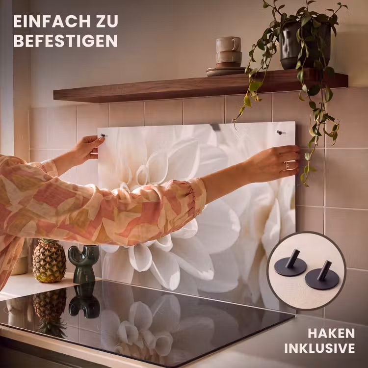 2-in-1 Herdabdeckplatte & Spritzschutz - Ewige Reinheit - Eeuwige Zuiverheid Inductie beschemer met haakjes klein