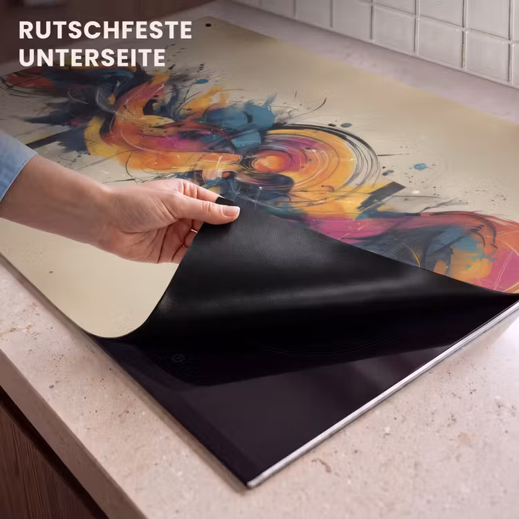 2-in-1 Herdabdeckplatte & Spritzschutz - Explosion - Farbenfroh - Formen - Abstrakt - Explosie - Kleurrijk - Vormen - Abstract Inductie beschemer met haakjes klein