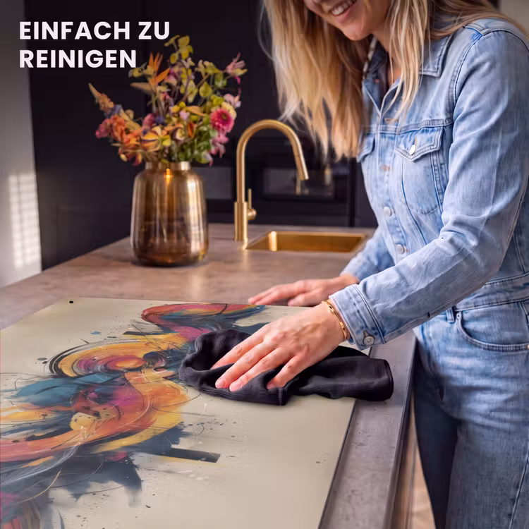 2-in-1 Herdabdeckplatte & Spritzschutz - Explosion - Farbenfroh - Formen - Abstrakt - Explosie - Kleurrijk - Vormen - Abstract Inductie beschemer met haakjes klein