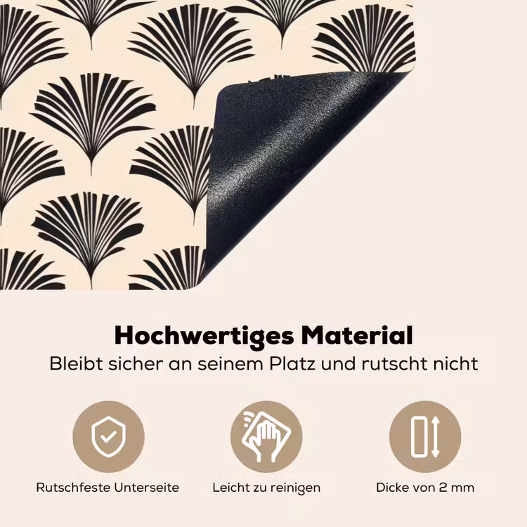 Waaiers - Botanisch - Zwart - Beige Inductie beschemer met haakjes klein 777 -ky-onderkant-de
