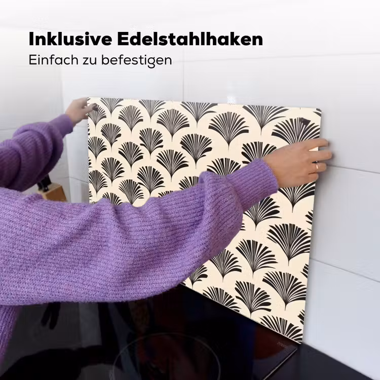 Waaiers - Botanisch - Zwart - Beige Inductie beschemer met haakjes klein 777 -ky-ophangen-de