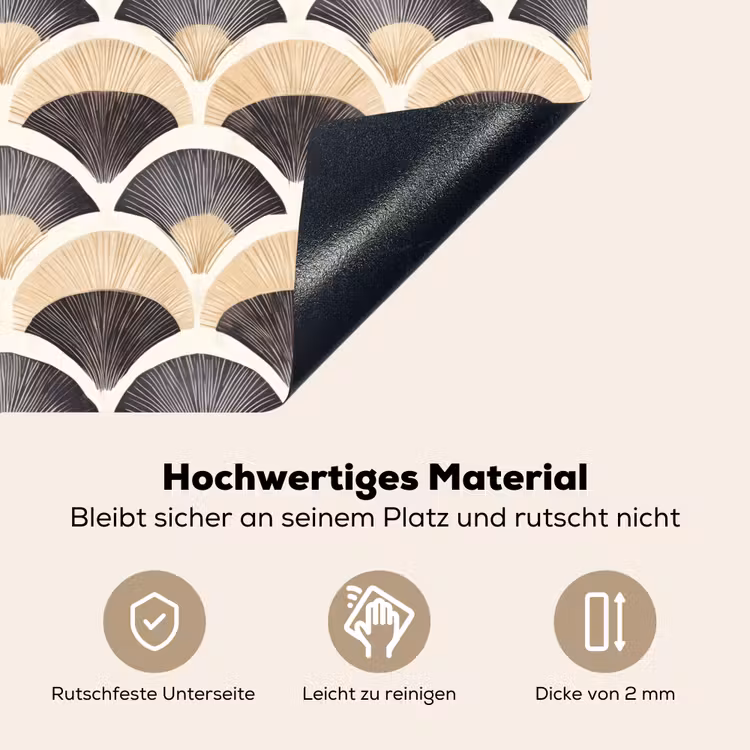 Waaier - Patroon - Zwart - Beige Inductie beschemer met haakjes klein 777 -ky-onderkant-de