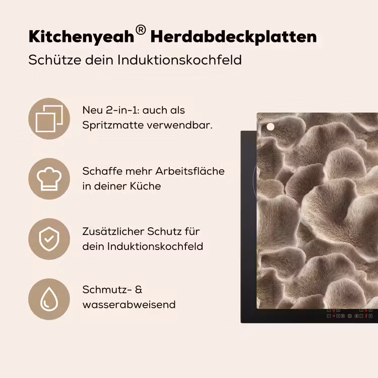 Waaiervorm - Beige - Vezel textuur Inductie beschemer met haakjes klein 777 -ky-usp-de