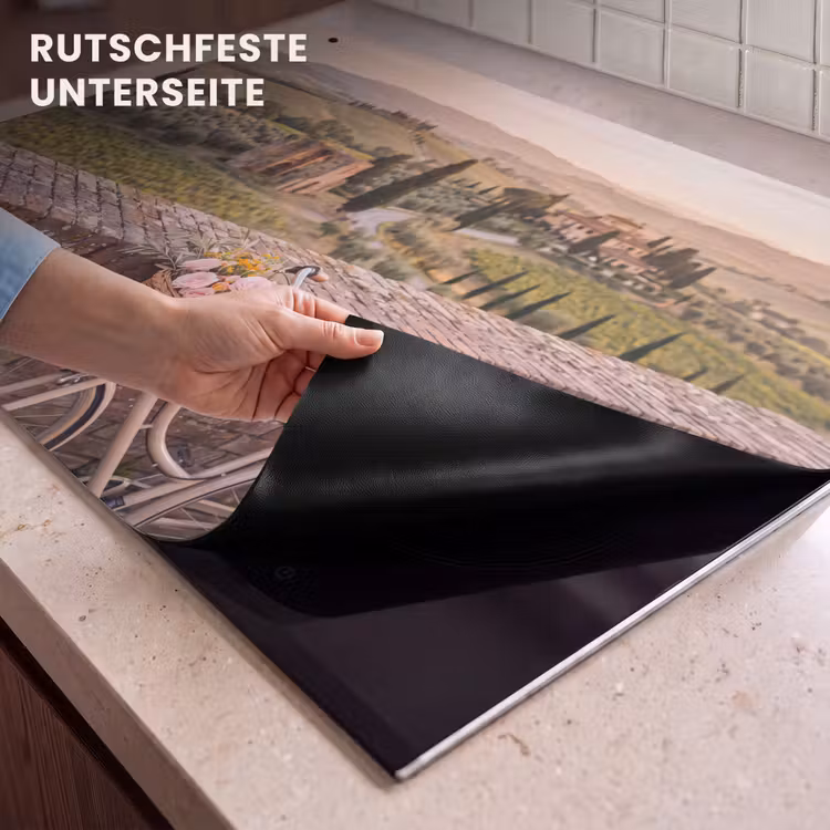 Fiets - Bloemen - Toscane - Landschap - Roze Inductie beschemer met haakjes klein -ky-onderkant-de