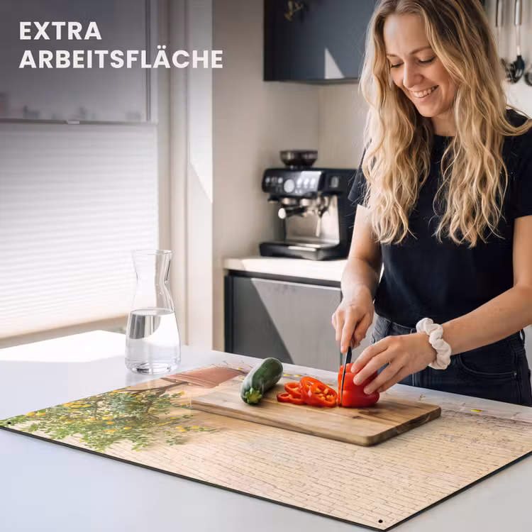 Fiets - Mand - Eten - Geel - Zomer Inductie beschemer met haakjes klein -ky-usp-de