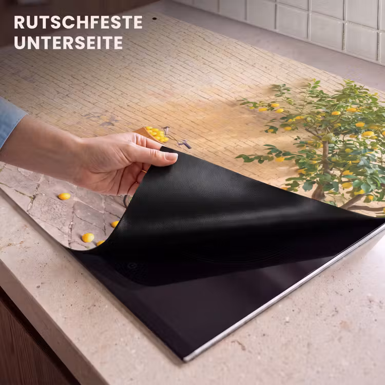 Fiets - Mand - Eten - Geel - Zomer Inductie beschemer met haakjes klein -ky-onderkant-de