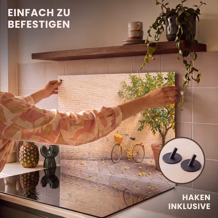 Fiets - Mand - Eten - Geel - Zomer Inductie beschemer met haakjes klein -ky-ophangen-de
