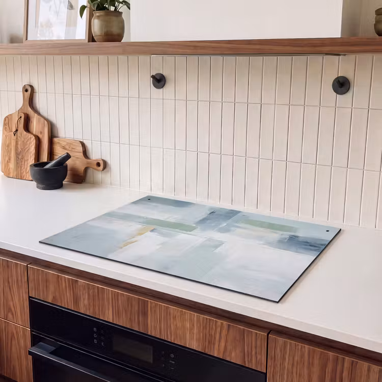2-in-1 Herdabdeckplatte & Spritzschutz - Farbe - Moderne Kunst - Abstrakt - Grau - Verf - Moderne kunst - Abstract - Grijs Inductie beschemer met haakjes klein