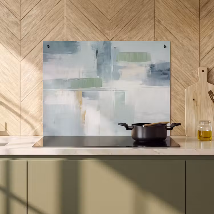 2-in-1 Herdabdeckplatte & Spritzschutz - Farbe - Moderne Kunst - Abstrakt - Grau - Verf - Moderne kunst - Abstract - Grijs Inductie beschemer met haakjes klein