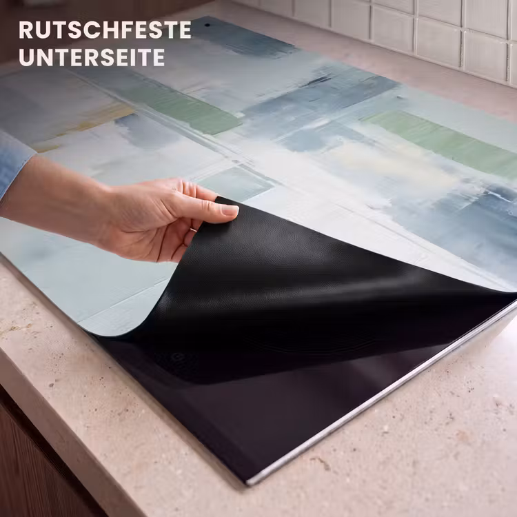 2-in-1 Herdabdeckplatte & Spritzschutz - Farbe - Moderne Kunst - Abstrakt - Grau - Verf - Moderne kunst - Abstract - Grijs Inductie beschemer met haakjes klein