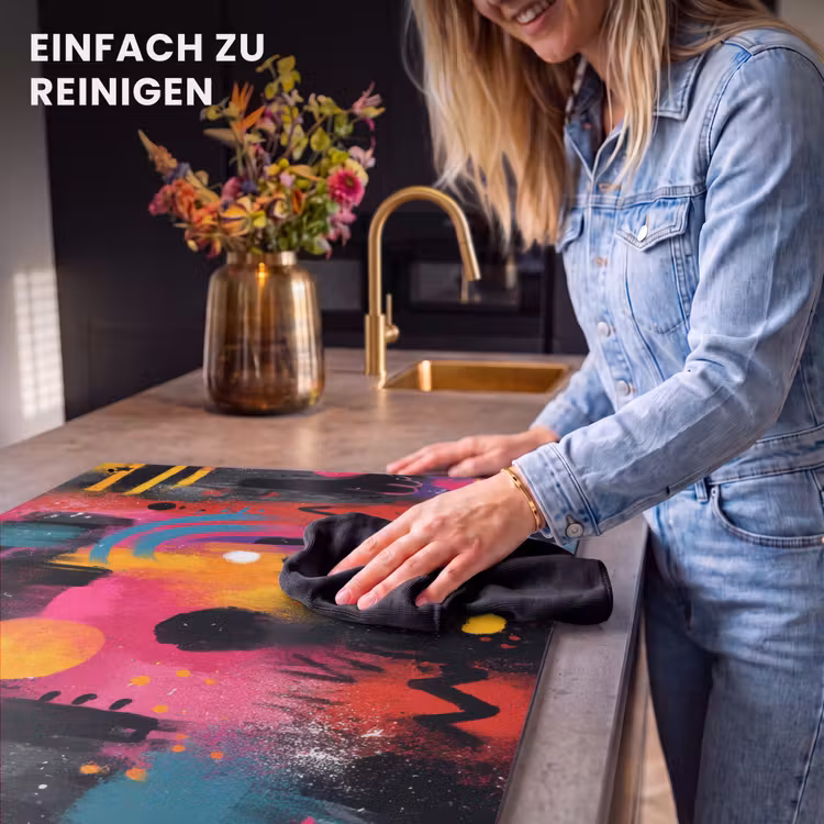 2-in-1 Herdabdeckplatte & Spritzschutz - Farbflächen - Formen - Bunt - Abstrakt - Kleurvlakken - Vormen - Kleurrijk - Abstract Inductie beschemer met haakjes klein