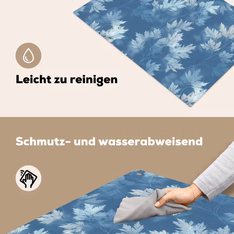 Varen - Botanisch - Patroon - Grijsblauw Inductie beschemer met haakjes klein 777 -ky-schoon-de