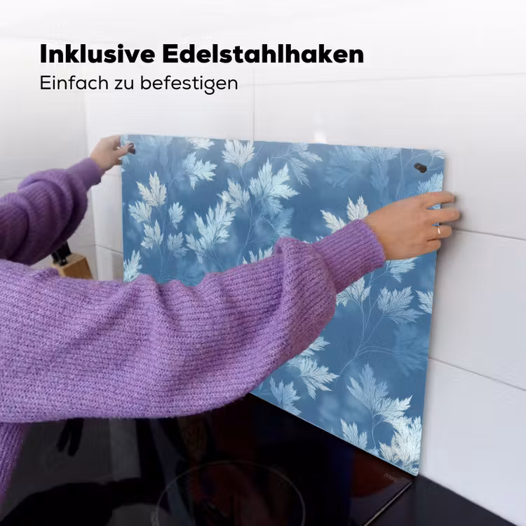 Varen - Botanisch - Patroon - Grijsblauw Inductie beschemer met haakjes klein 777 -ky-ophangen-de
