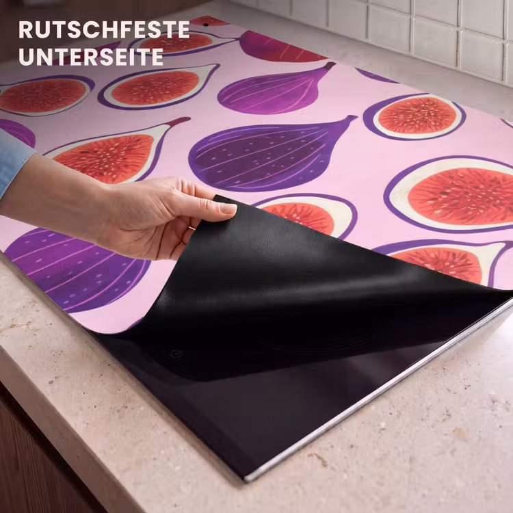 2-in-1 Herdabdeckplatte & Spritzschutz - Feigen - Rosa - Lila - Vijgen - Roze - Paars Inductie beschemer met haakjes klein