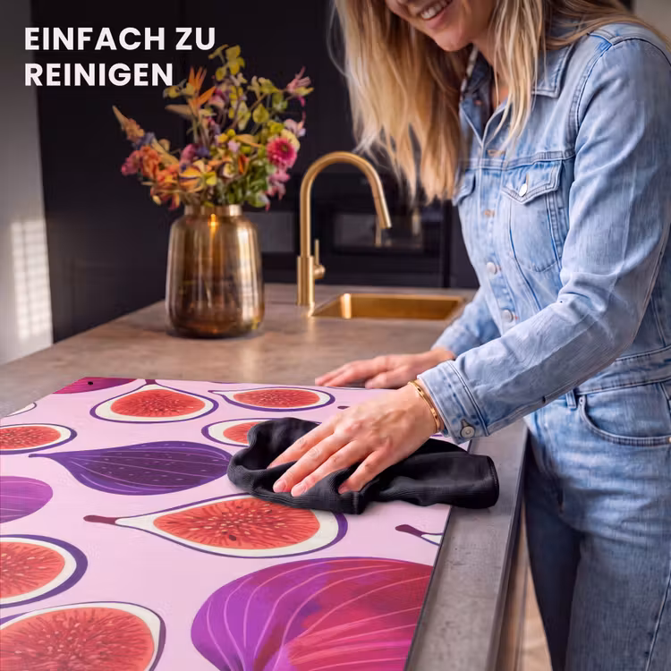 2-in-1 Herdabdeckplatte & Spritzschutz - Feigen - Rosa - Lila - Vijgen - Roze - Paars Inductie beschemer met haakjes klein