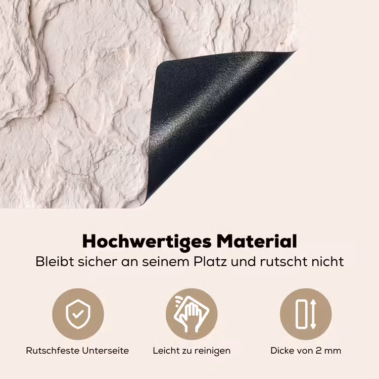 Rots - Structuur - Natuur - Beige - Abstract Inductie beschemer met haakjes klein -ky-onderkant-de