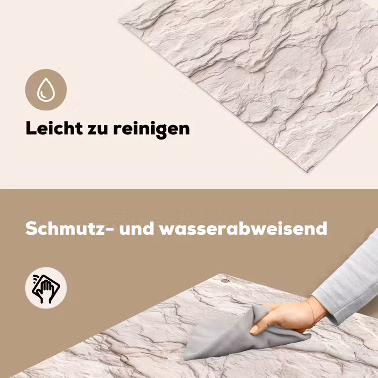 Rots - Structuur - Natuur - Beige - Abstract Inductie beschemer met haakjes klein -ky-schoon-de