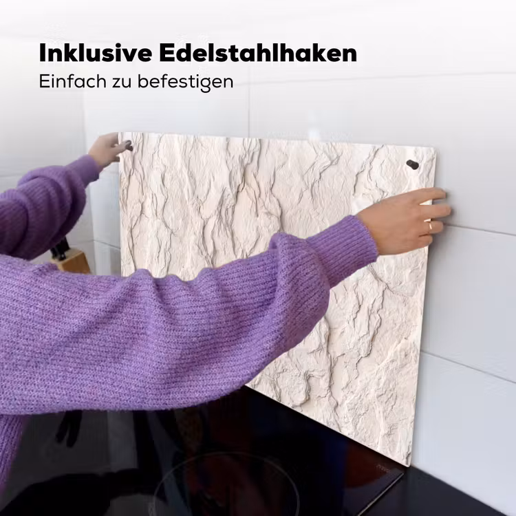 Rots - Structuur - Natuur - Beige - Abstract Inductie beschemer met haakjes klein -ky-ophangen-de