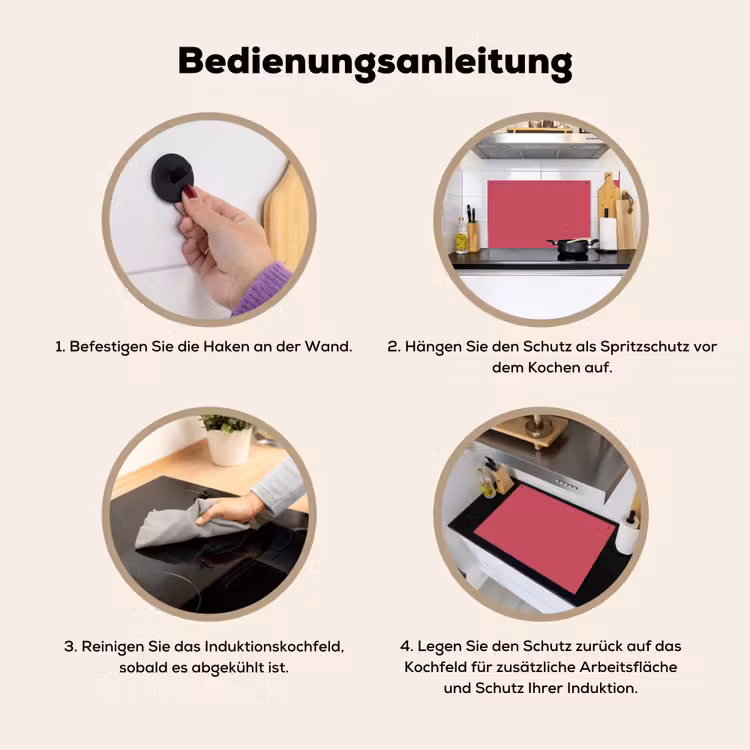 Bold - Berry - Rood Inductie beschemer met haakjes klein 777 -ky-gebruik-de