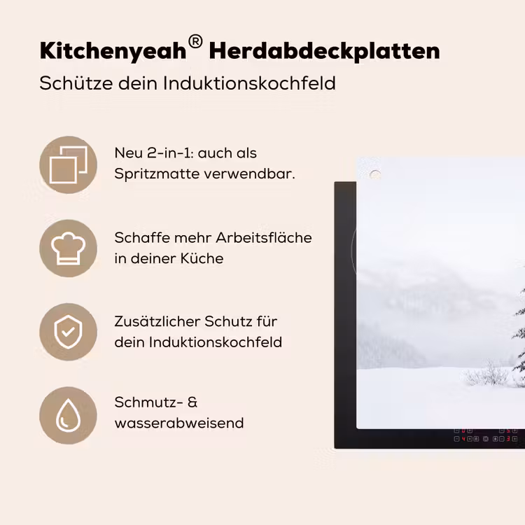 Fijnsparren - Sneeuw - Winter - Landschap - Stilte Inductie beschemer met haakjes klein -ky-usp-de