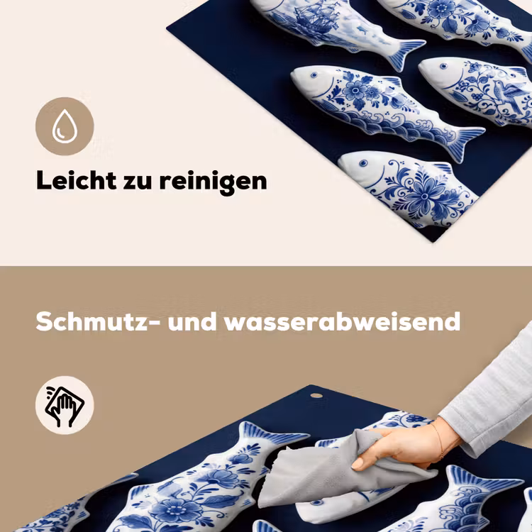 Vissen - Delfts - Blauw - Keramiek Inductie beschemer met haakjes klein -ky-schoon-de
