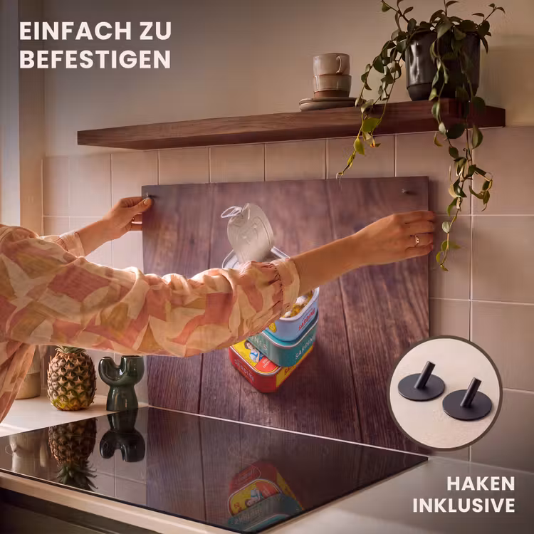 2-in-1 Herdabdeckplatte & Spritzschutz - Fisch – Dosen – Küche - Vis - Blikjes - Keuken Inductie beschemer met haakjes klein