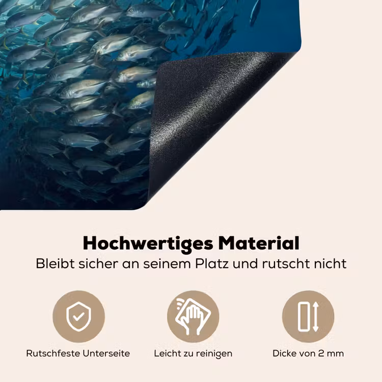 Vis - School - Oceaan - Natuur - Blauw Inductie beschemer met haakjes klein -ky-onderkant-de