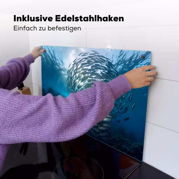 Vis - School - Oceaan - Natuur - Blauw Inductie beschemer met haakjes klein -ky-ophangen-de