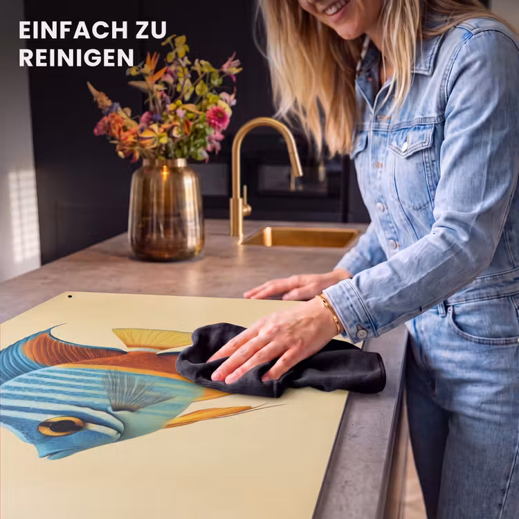2-in-1 Herdabdeckplatte & Spritzschutz - Fisch - Flossen - Blau - Augen - Vis - Vinnen - Blauw - Ogen Inductie beschemer met haakjes klein