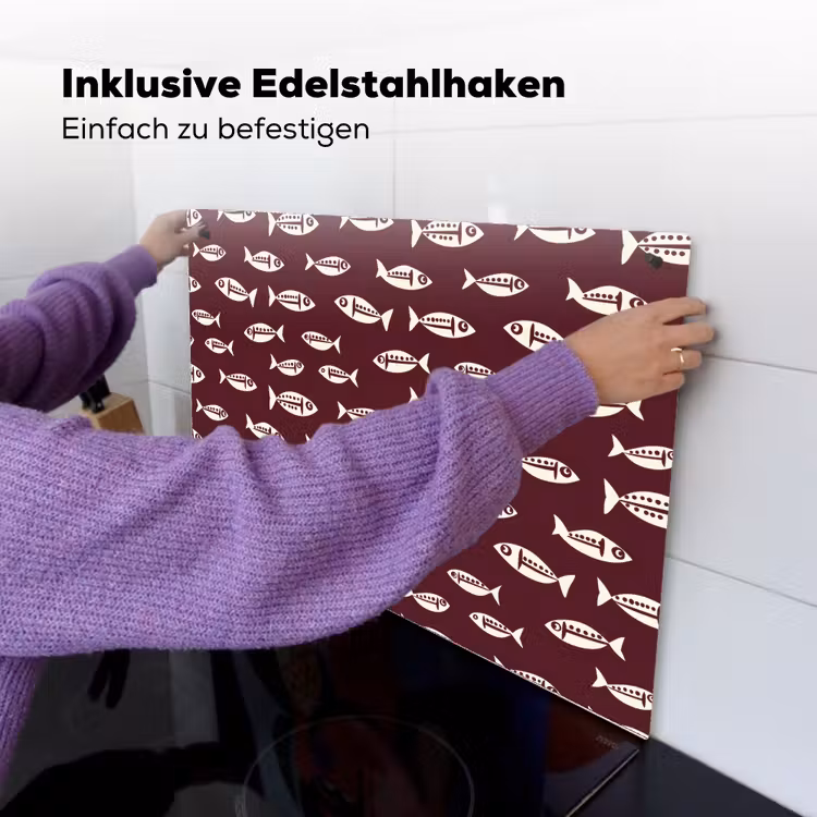 Vissen - Grafisch - Patroon - Donker Inductie beschemer met haakjes klein 777 -ky-ophangen-de